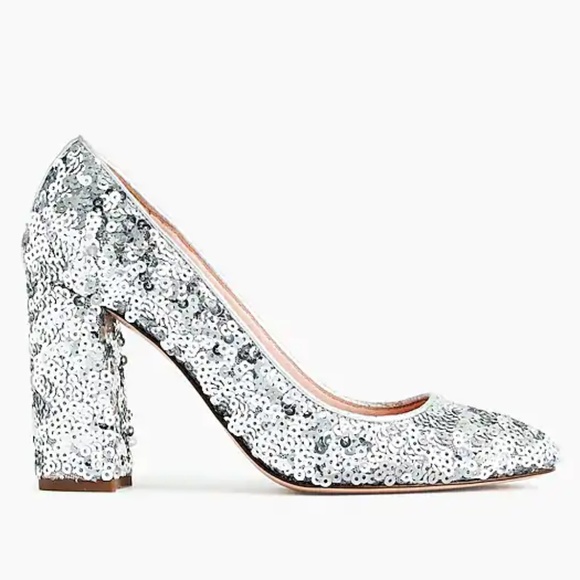 🌸Sparkly Sequin Pump Heels in Silver - Picture 3 of 3